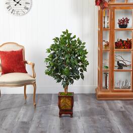 BreeBe - 46" Ficus Artificial Tree in Decorative Planter - Green