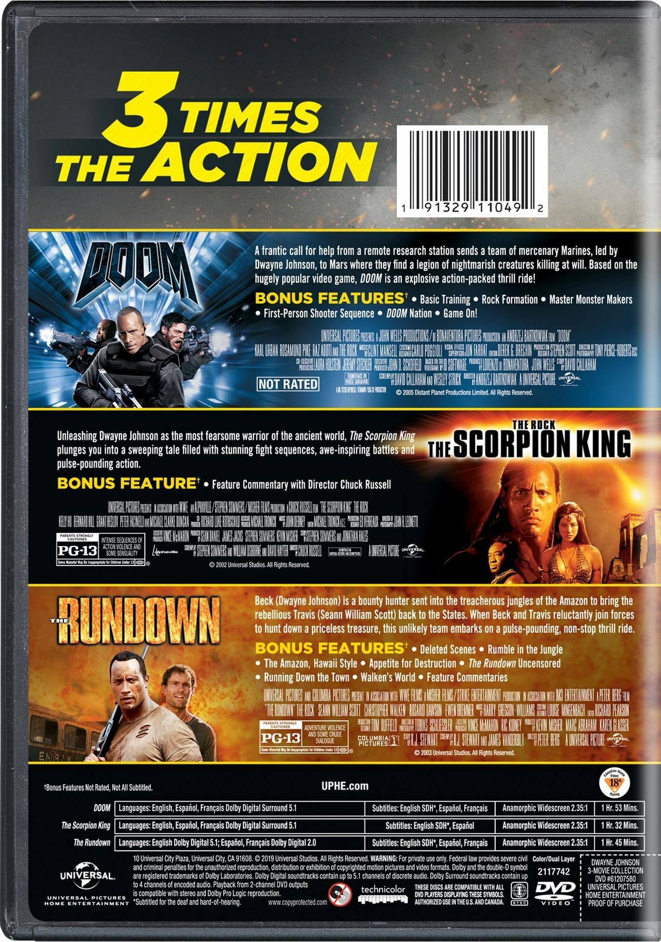 Angle. Doom/The Scorpion King/The Rundown (DVD Triple Feature) [DVD].