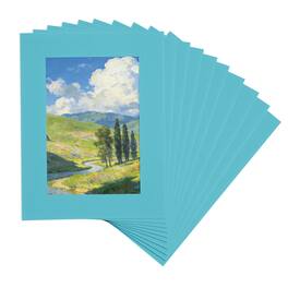 Unique Bargains - 10pcs Picture Frame Mats, 7x5 Inch Angled Cut Board for Photos Prints Watercolor Artwork Backing - Blue