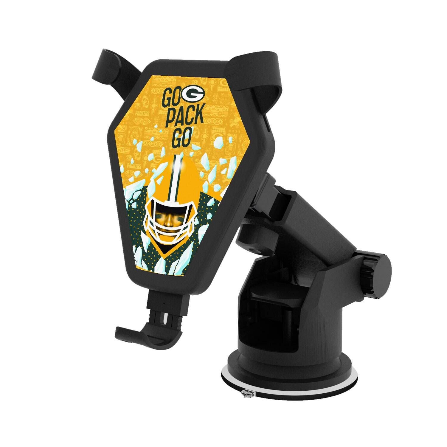 Front. Keyscaper - Black Green Bay Packers Wireless Car Charger - Black.