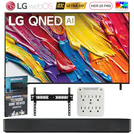 50" Class QNED82A Series QNED AI 4K Smart TV (2025) with LG 2.0 Channel Compaq Bluetooth Soundbar Bundle