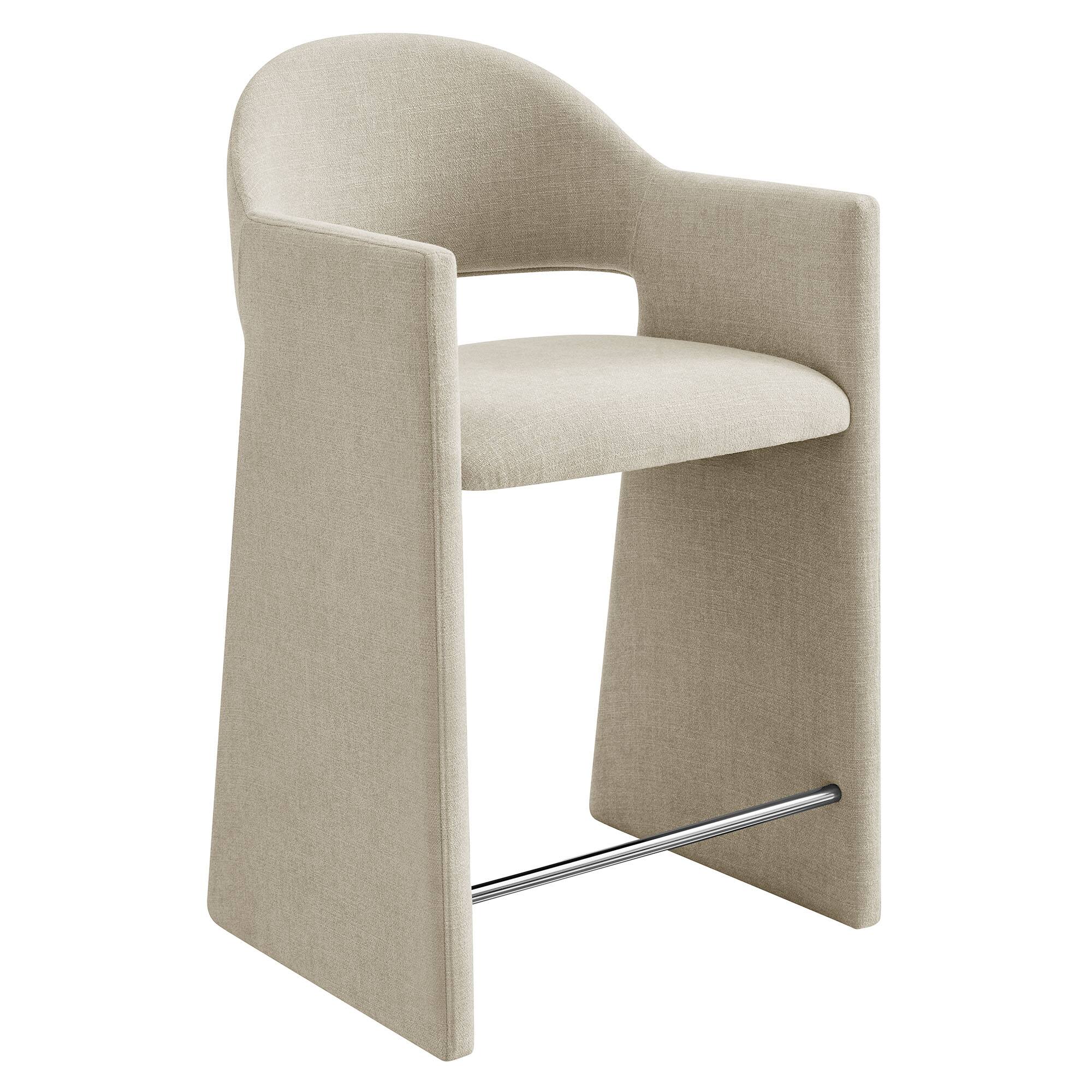 Angle. Modway - Talia 37 Inch Upholstered Fabric Counter Stool by Modway - Linen.