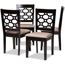 Baxton Studio - Peter Modern Fabric Upholstered and Finished Wood 4-Piece Dining Chair Set - Sand/Dark brown
