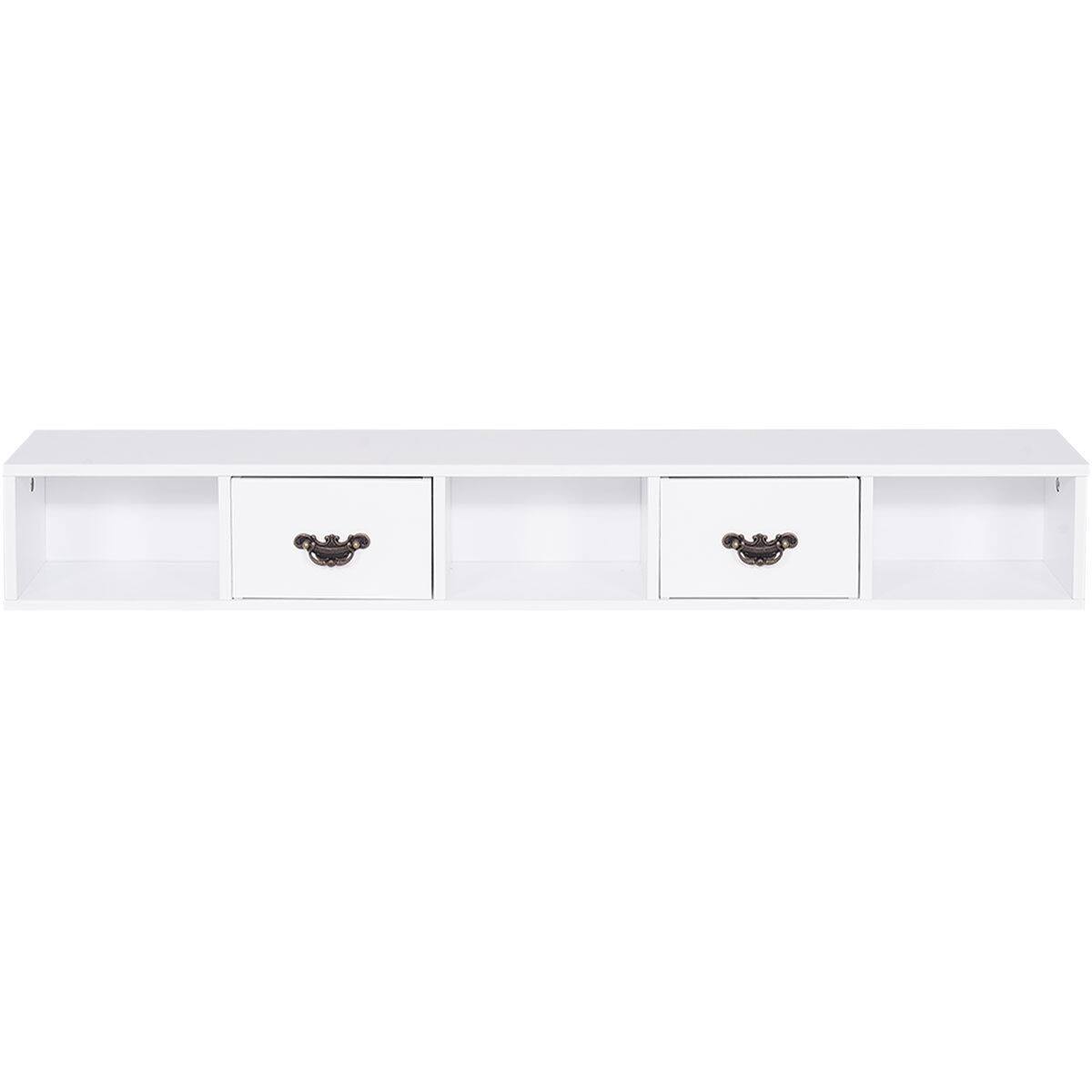 Alt View 5. Gymax - Gymax Writing Desk with Drawers and Removable Hutch Solid Wood Legs Concise Style - White.