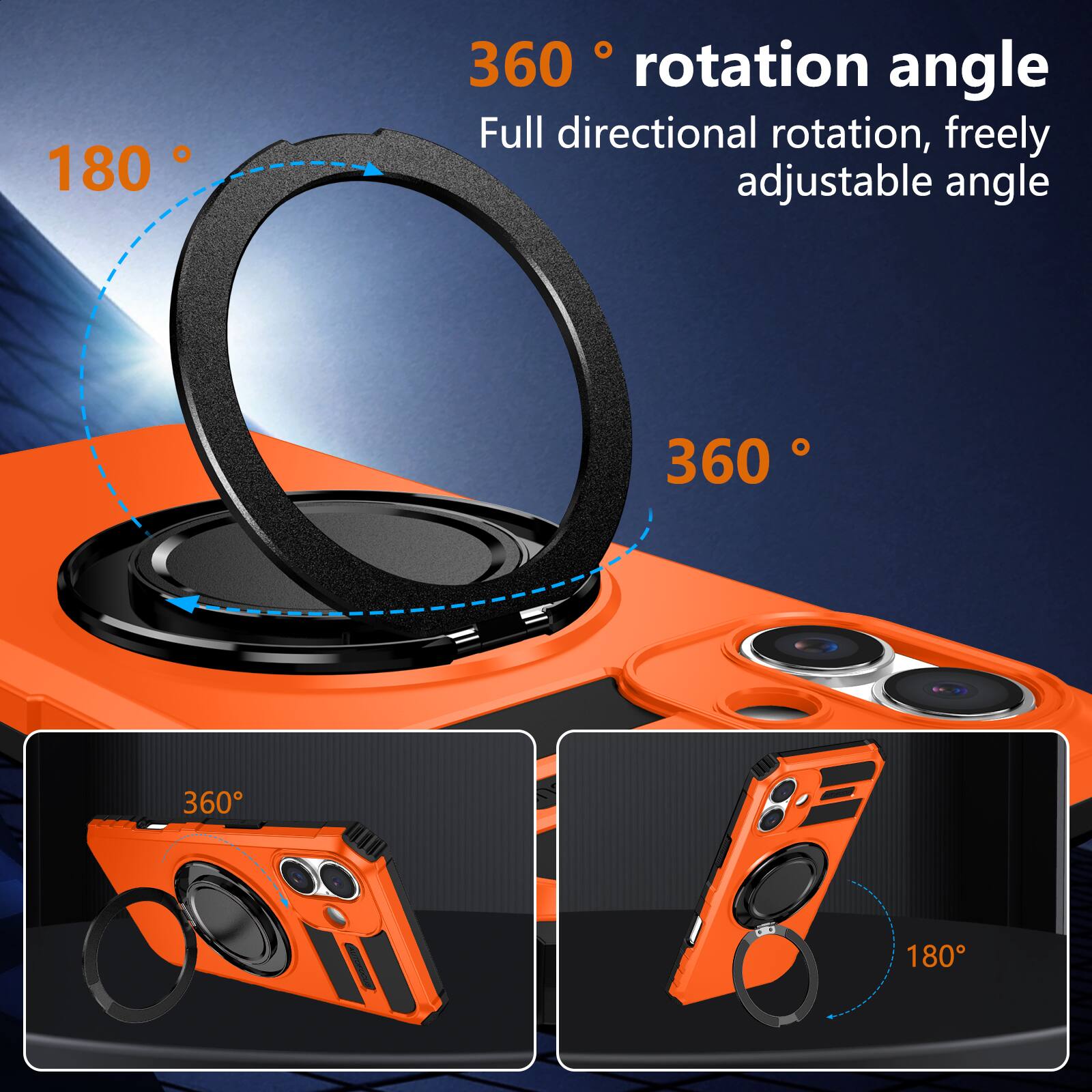 360° rotation angle  
Full directional rotation, freely adjustable angle