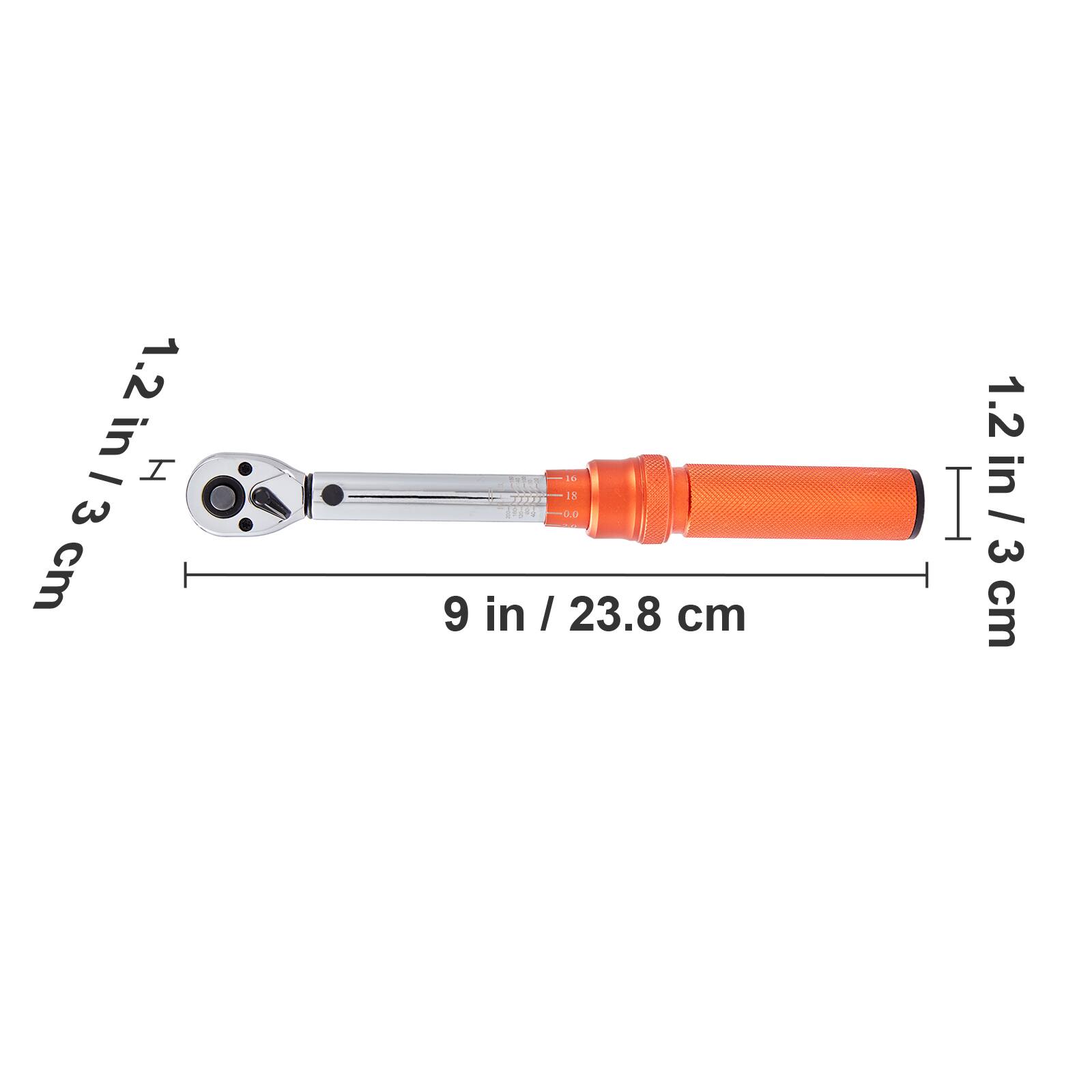 1.2 in / 3 cm  
9 in / 23.8 cm  
1.2 in / 3 cm
