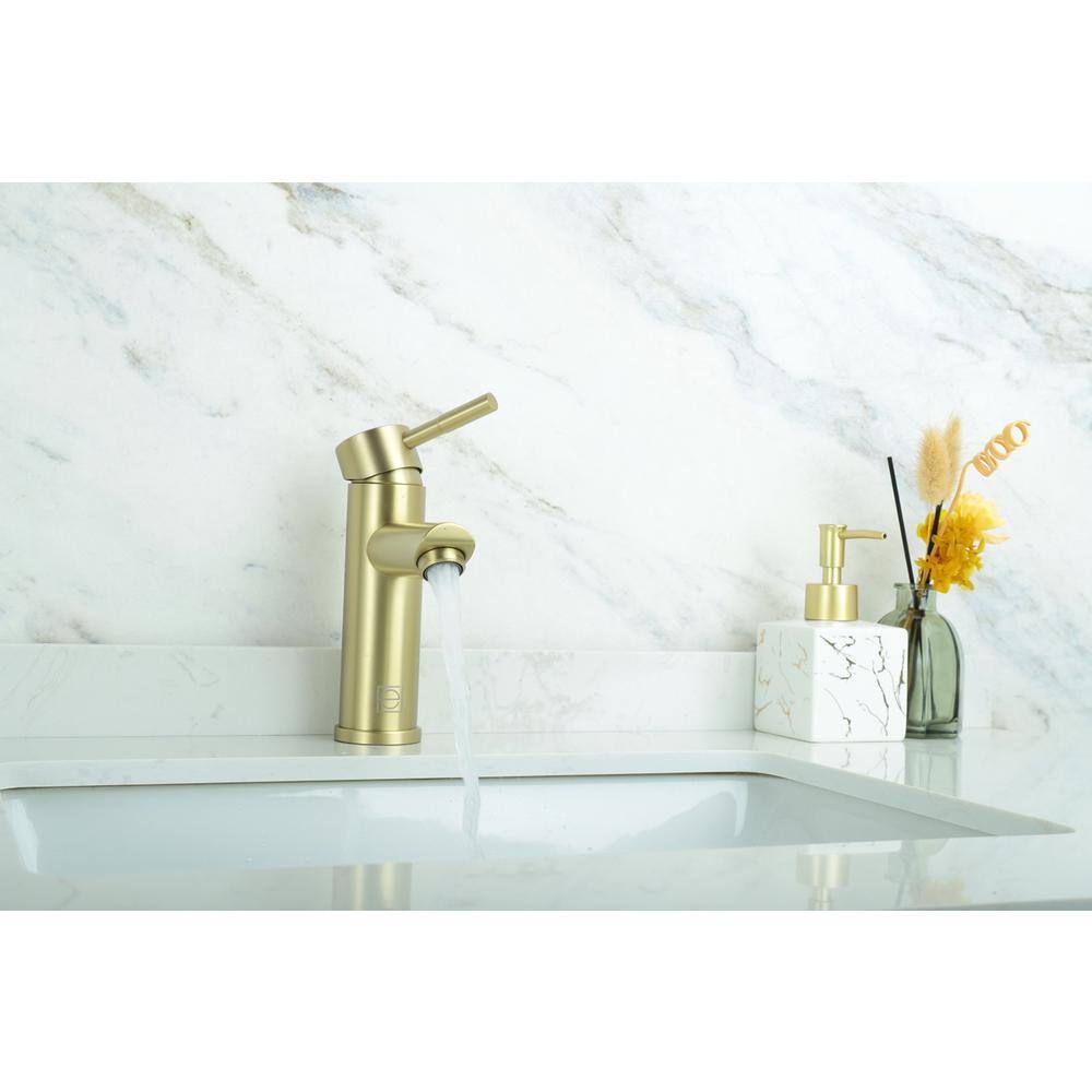 Alt View 7. Elegant Kitchen and Bath - Mia Single Hole Single Handle Bathroom Faucet in Brushed Gold - Brushed Gold.
