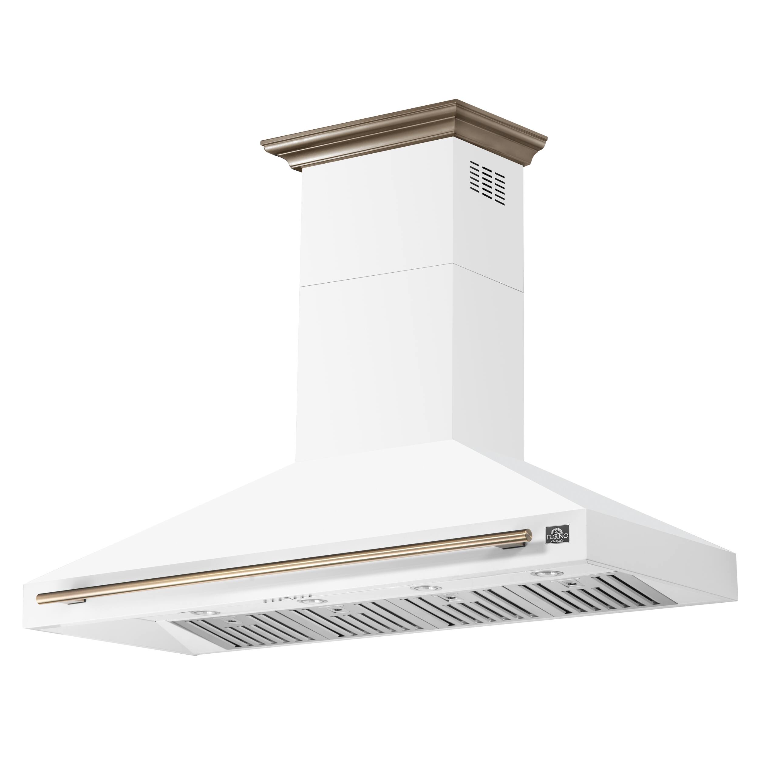 Angle. Forno Appliances - Aria 60 in. Convertible Wall-Mounted Range Hood - White.
