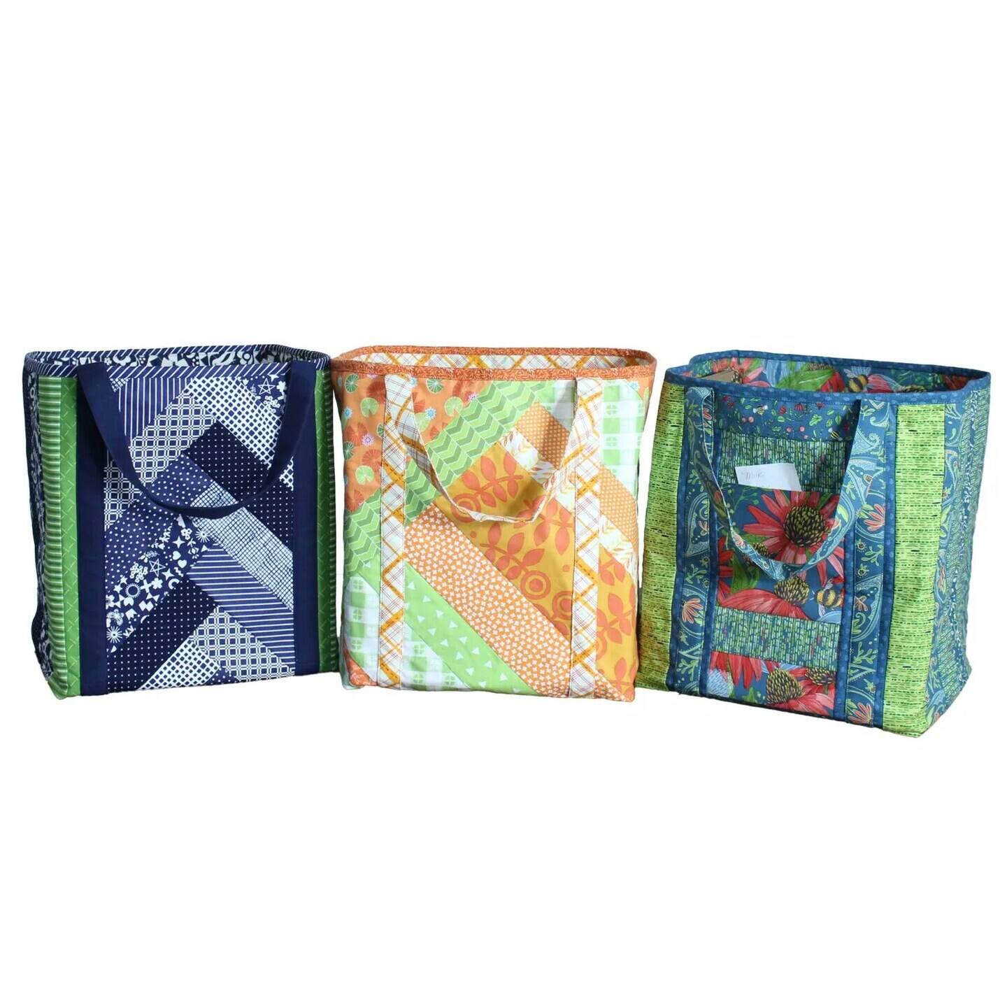 AccuQuilt - June Tailor Inc Quilt As You Go Shoppers Totes-3pk QAYG Sew/Nbr Utility Shop Tote - Multi