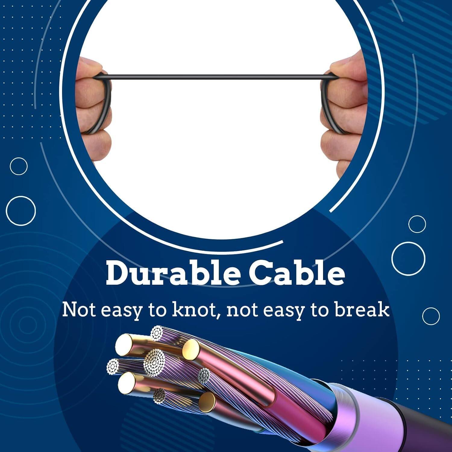 Durable Cable  
Not easy to knot, not easy to break