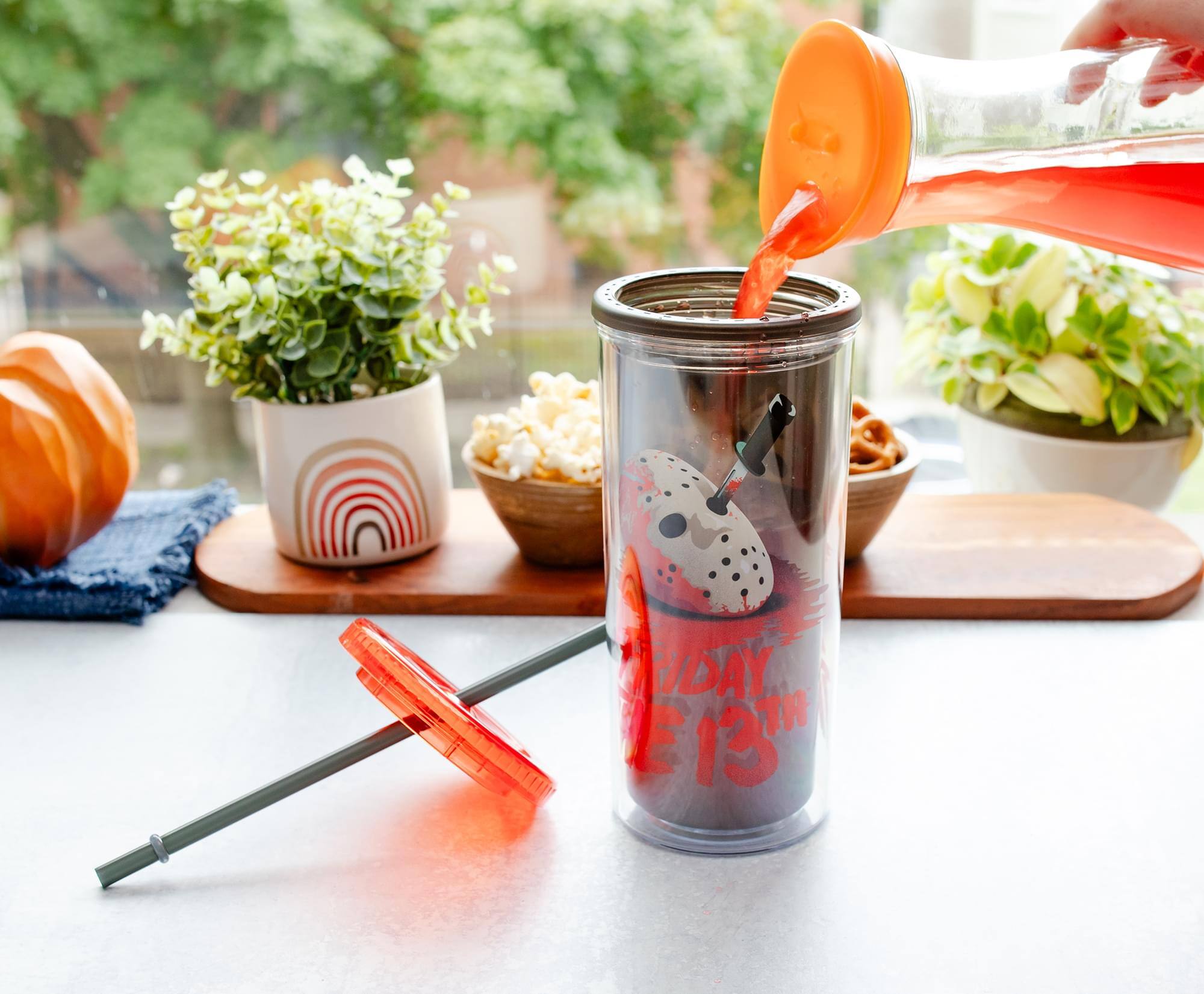 Alt View 4. Silver Buffalo - Friday the 13th: The Final Chapter Cold Cup With Lid and Straw | Holds 20 Ounces - Red.