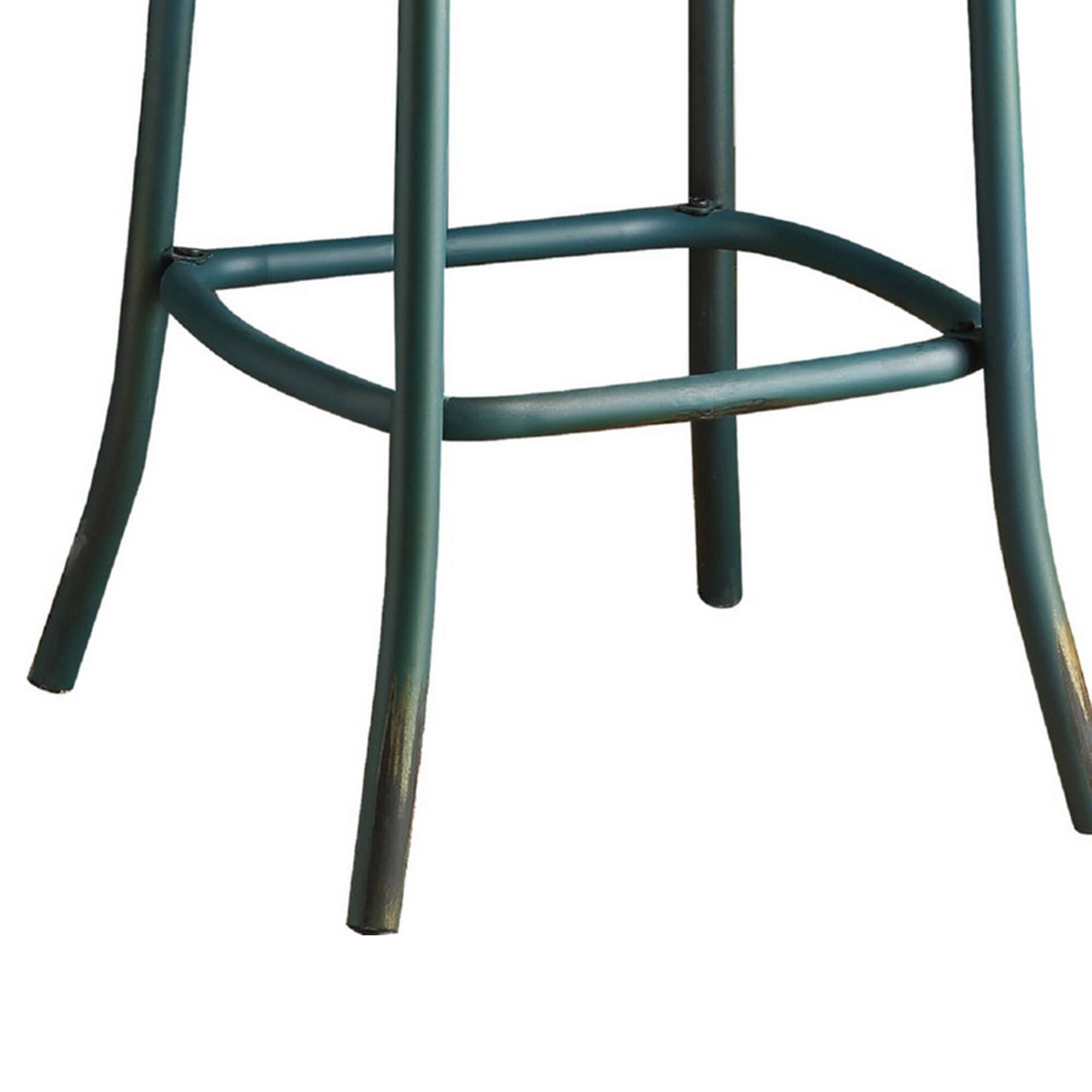 Alt View 3. Manhattan Lane - Chad 29 Inch Modern Bar Height Chair, Footrest, X Backrest - Antique Green and Antique Oak.