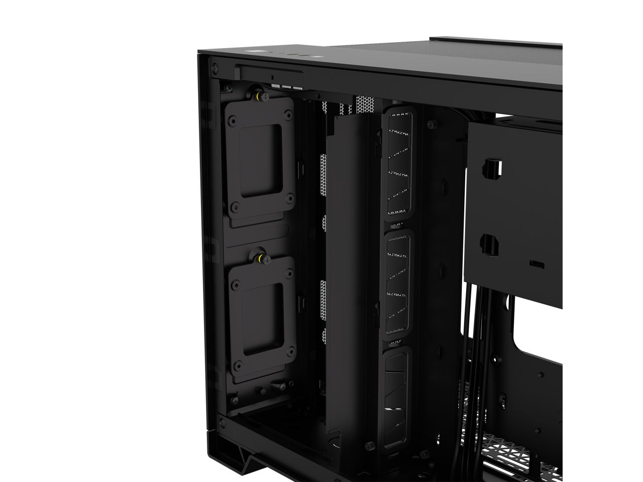 Alt View 9. CORSAIR - CORSAIR 2500D AIRFLOW Micro ATX Dual Chamber Case – Full Mesh Panels – 11x 120mm Fans – 4x AIO Radiator Mounts - Black.