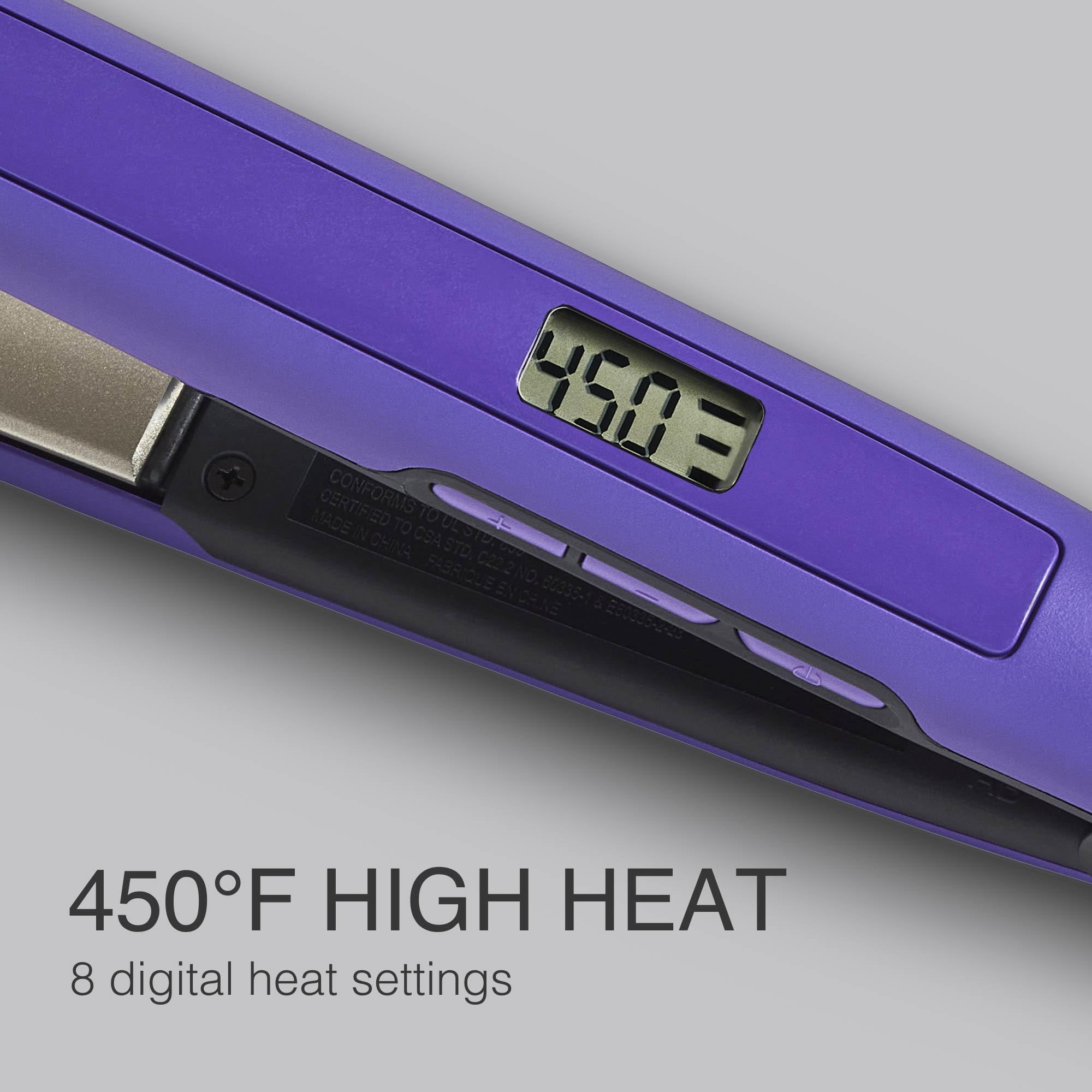 CONFORMS TO UL 4S03  
CERTIFIED TO CSA STD.  
MADE IN CHINA  
FABR QUE C222NO.  
ENCRINE 80335-1  
450°F HIGH HEAT  
8 digital heat settings