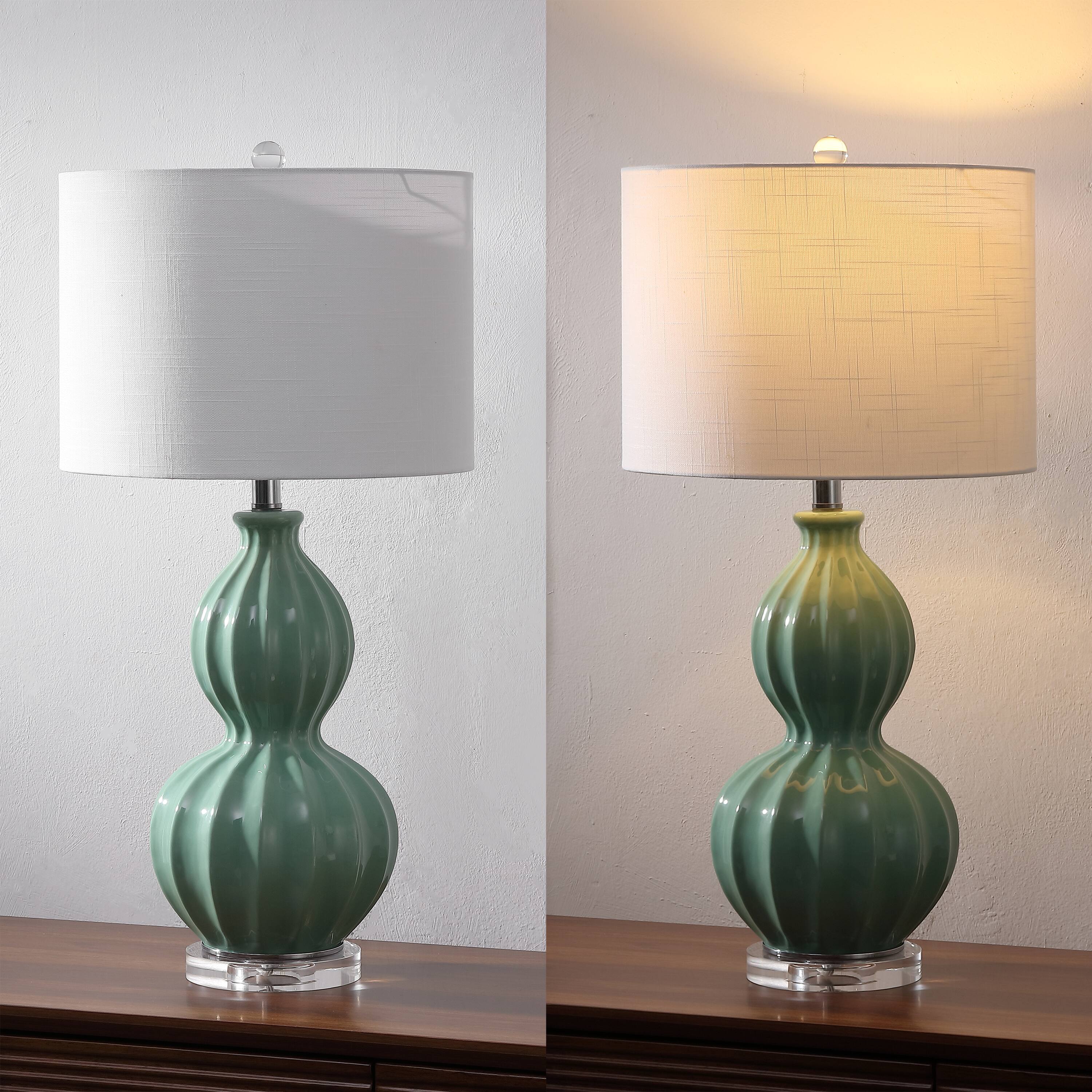 Alt View 5. Jonathan Y - Faye 28" Glass LED Table Lamp, Seafoam Green - Seafoam Green.