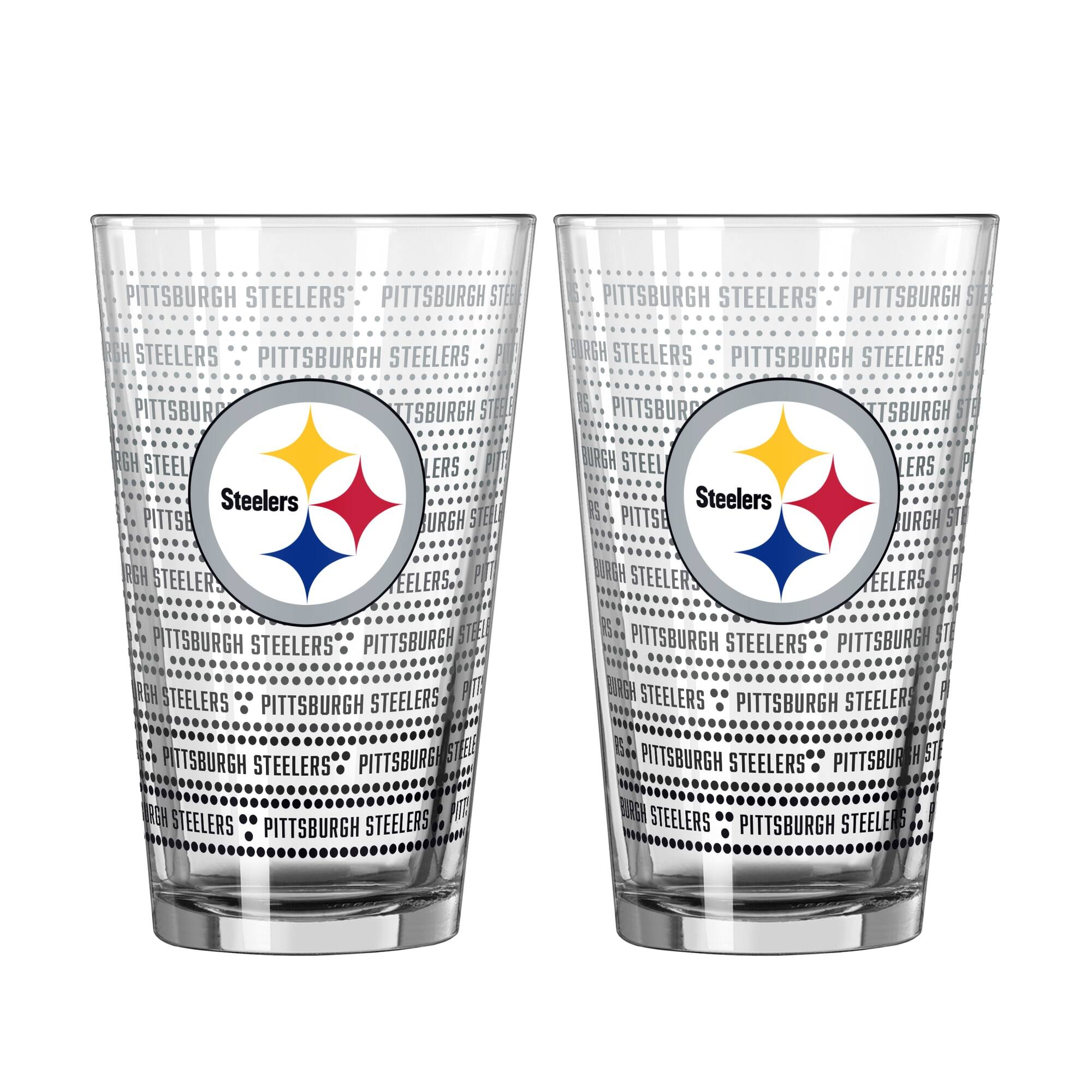Logo Brands - Pittsburgh Steelers Two-Pack Chant Fade 16oz. Pint Glass Set - Multicolor