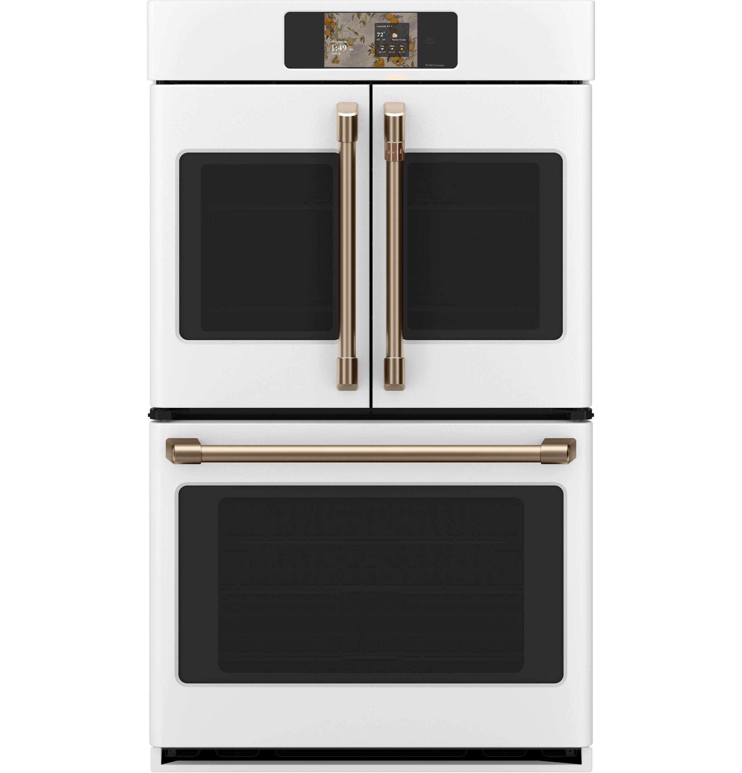 Alt View 22. Café - 30" Smart Built-In Double Electric Convection French Door Wall Oven with No Preheat Air Fry - Matte White.