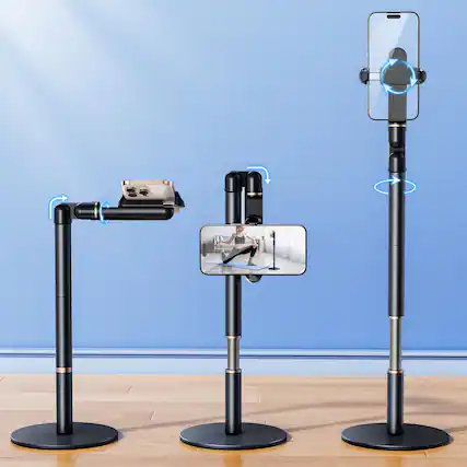 Front. HM 1810 - Angle Height Phone Holder For Desk Retractable Cell Video Recording Cooking Excising Working Reading - Clip.