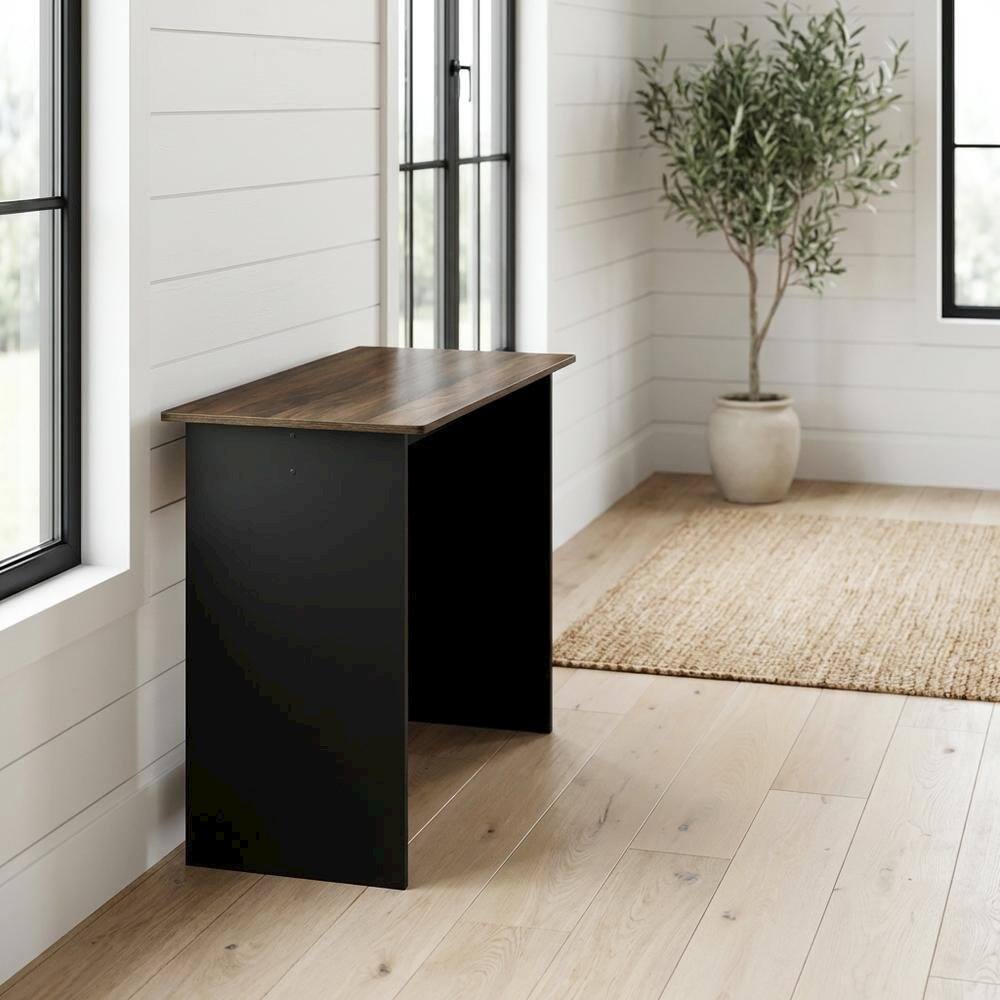 Angle. BisonOffice - Columbia Walnut Study Table with Durable Surface, Compact Design for Home Office - Columbia Walnut/Black.