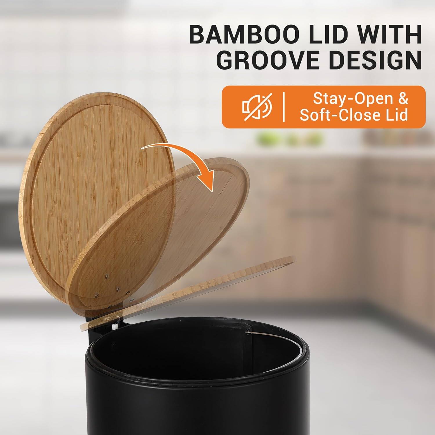 BAMBOO LID WITH GROOVE DESIGN

Stay-Open & Soft-Close Lid
