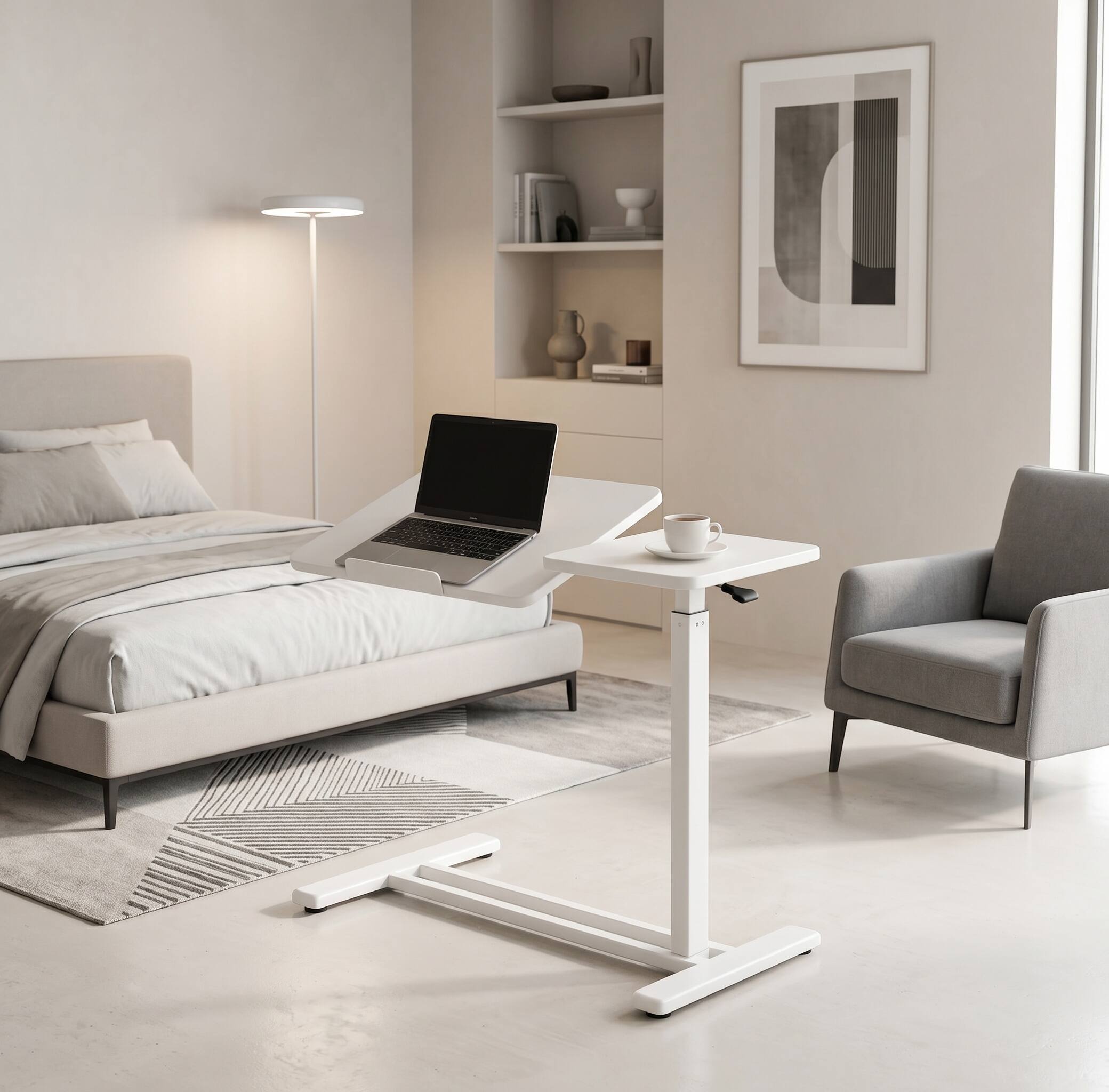 Alt View 7. Forest'nSky - Mobile Adiustable Standing Desk office Desk in White - White.