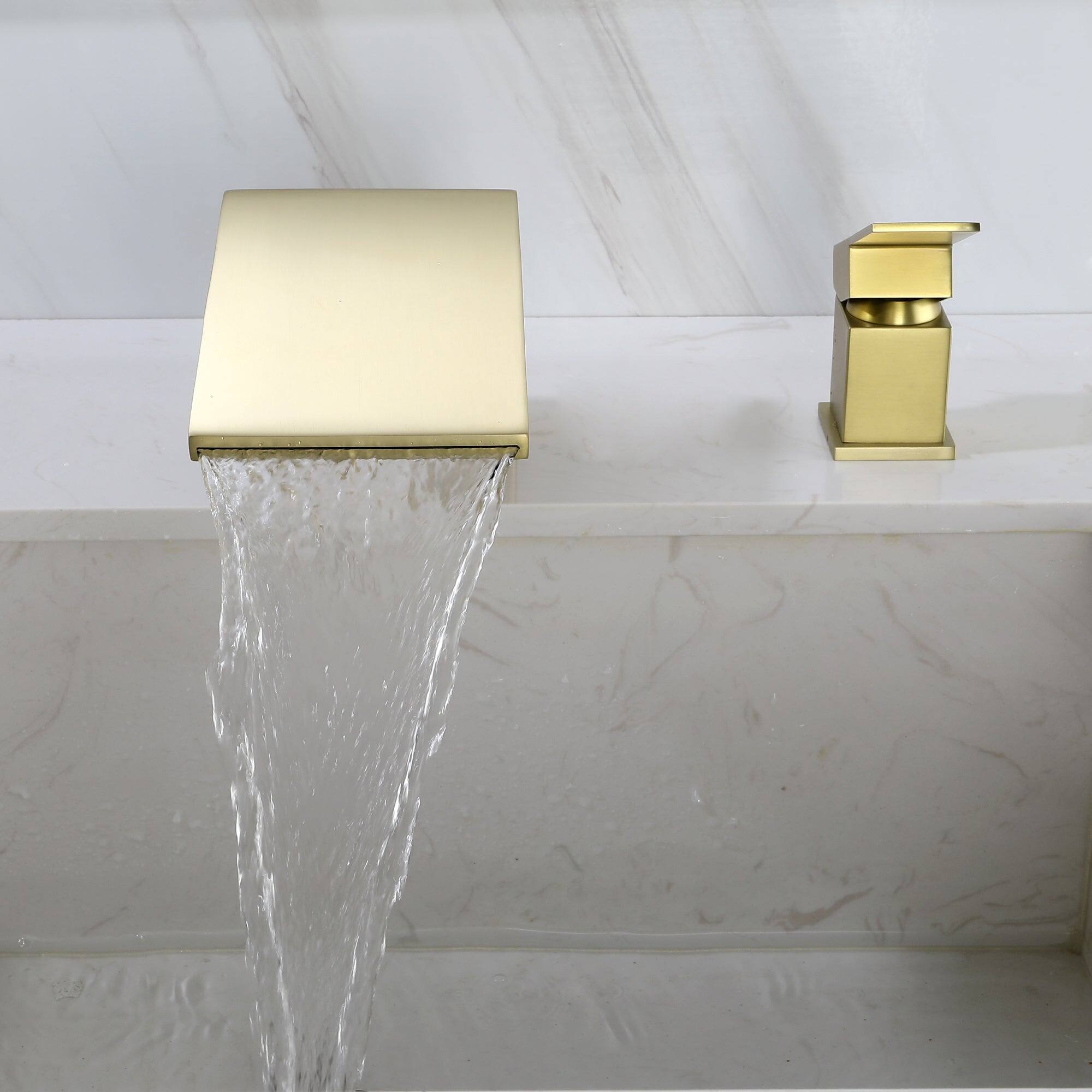 Alt View 3. Boyel Living - Double Holes Single Handle Bathroom Faucet or Tub Faucet with cUPC Hose in Brushed Gold - Brushed Gold.