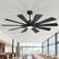 Angle. Breezary - 72-Inch Extra-Large Ceiling Fan with 10 Plywood Blades, DC Motor, 6-Speed Remote, Tri-Color LED Light, Dual Downrods - Matte Black.