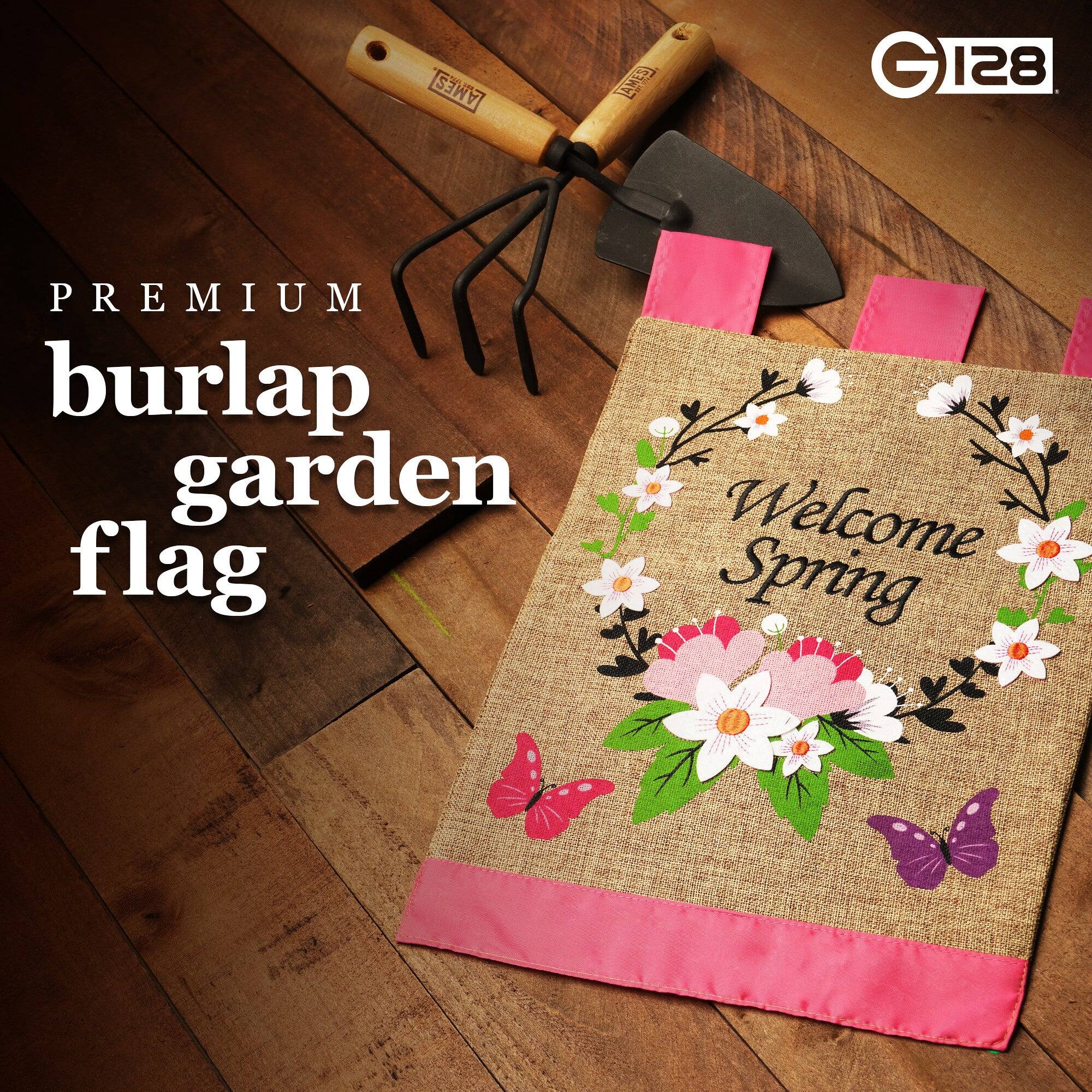 AMES ZANA GI28 G 128 PREMIUM burlap garden flag Welcome Spring