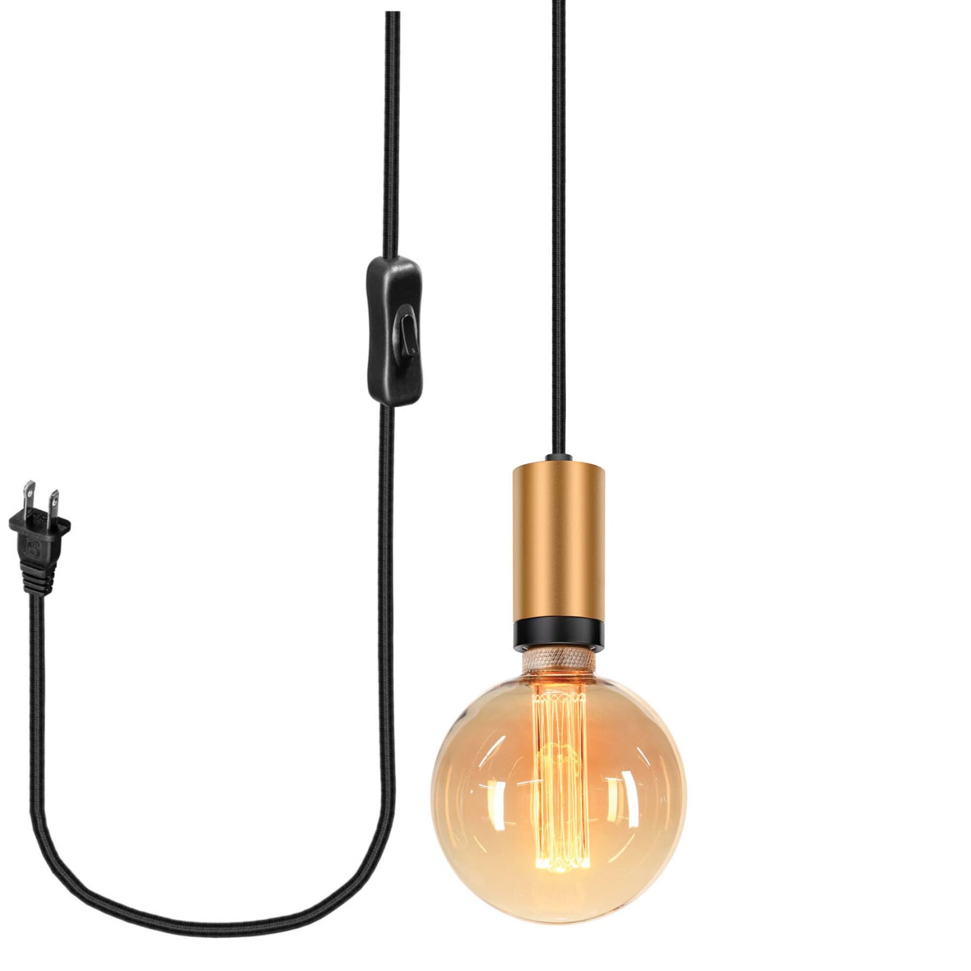 Alt View 8. Next Glow - DIY Vintage Pendant Light Cord Kit with Switch & Plug (Up to 10ft) - Brass, Black.