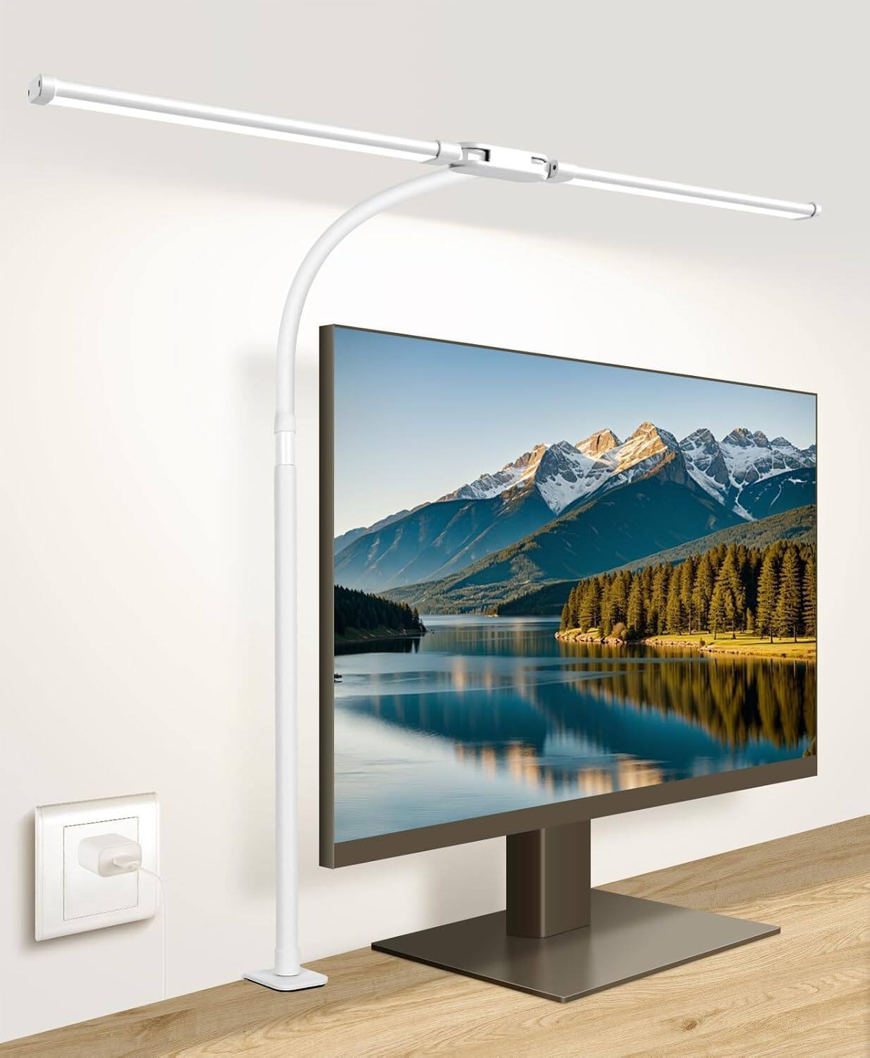 Stamp n Camp - Desk Lamp with Clamp with 5V 2A Adapter LED Desk Lamp with Dual Head 50 Light Modes Computer Monitor Flexible - default