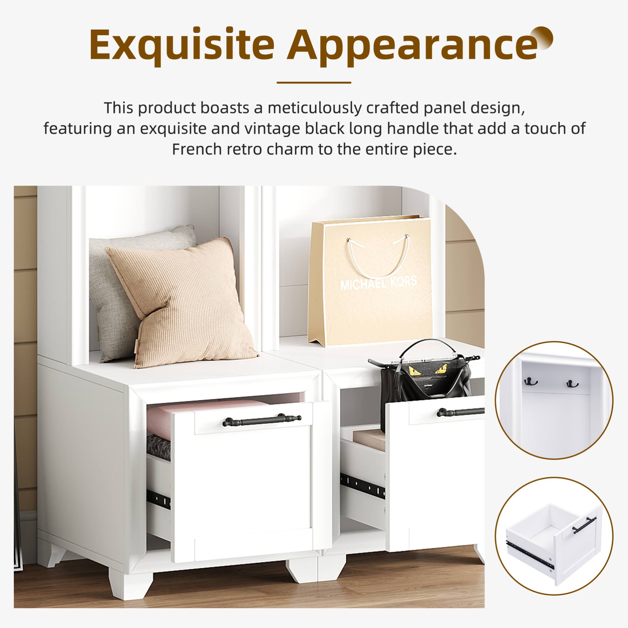 Exquisite Appearance

This product boasts a meticulously crafted panel design, featuring an exquisite and vintage black long handle that add a touch of French retro charm to the entire piece.