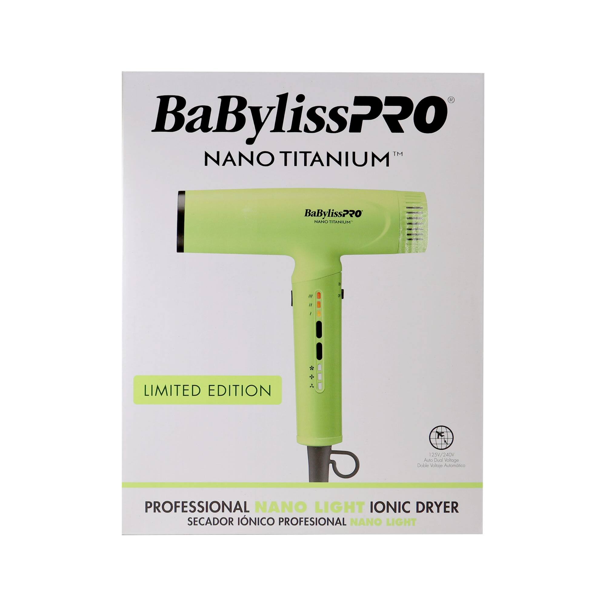 BaBylissPRO NANO TITANIUM  
BaBylissPRO  
LIMITED EDITION  
PROFESSIONAL NANO LIGHT IONIC DRYER  
SECADOR IÓNICO PROFESIONAL NANO LIGHT