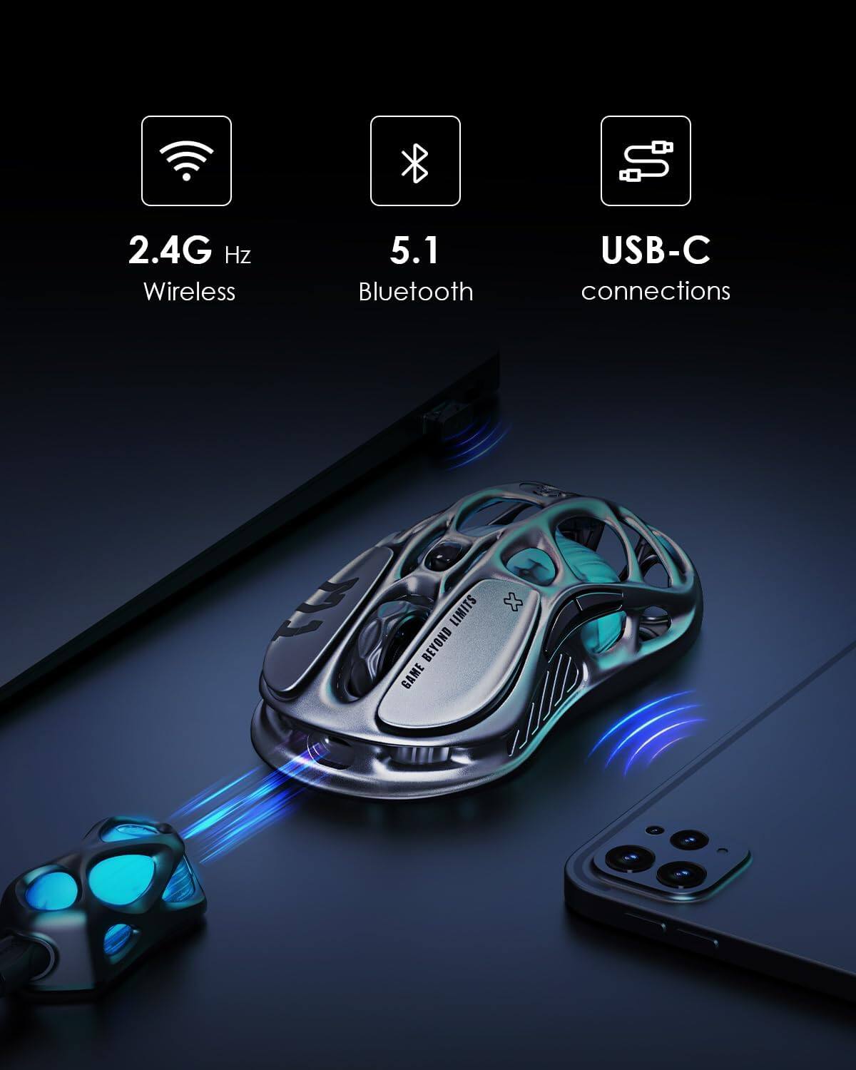 2.4G Hz Wireless  
5.1 Bluetooth  
USB-C connections