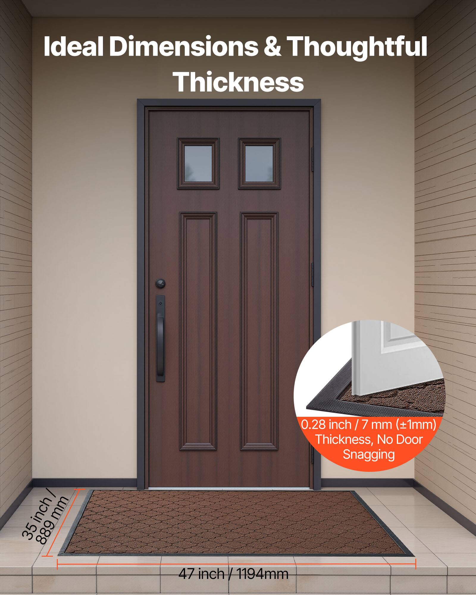 Ideal Dimensions & Thoughtful Thickness

0.28 inch / 7 mm (±1mm) Thickness, No Door Snagging

35 inch / 889 mm

47 inch / 1194 mm