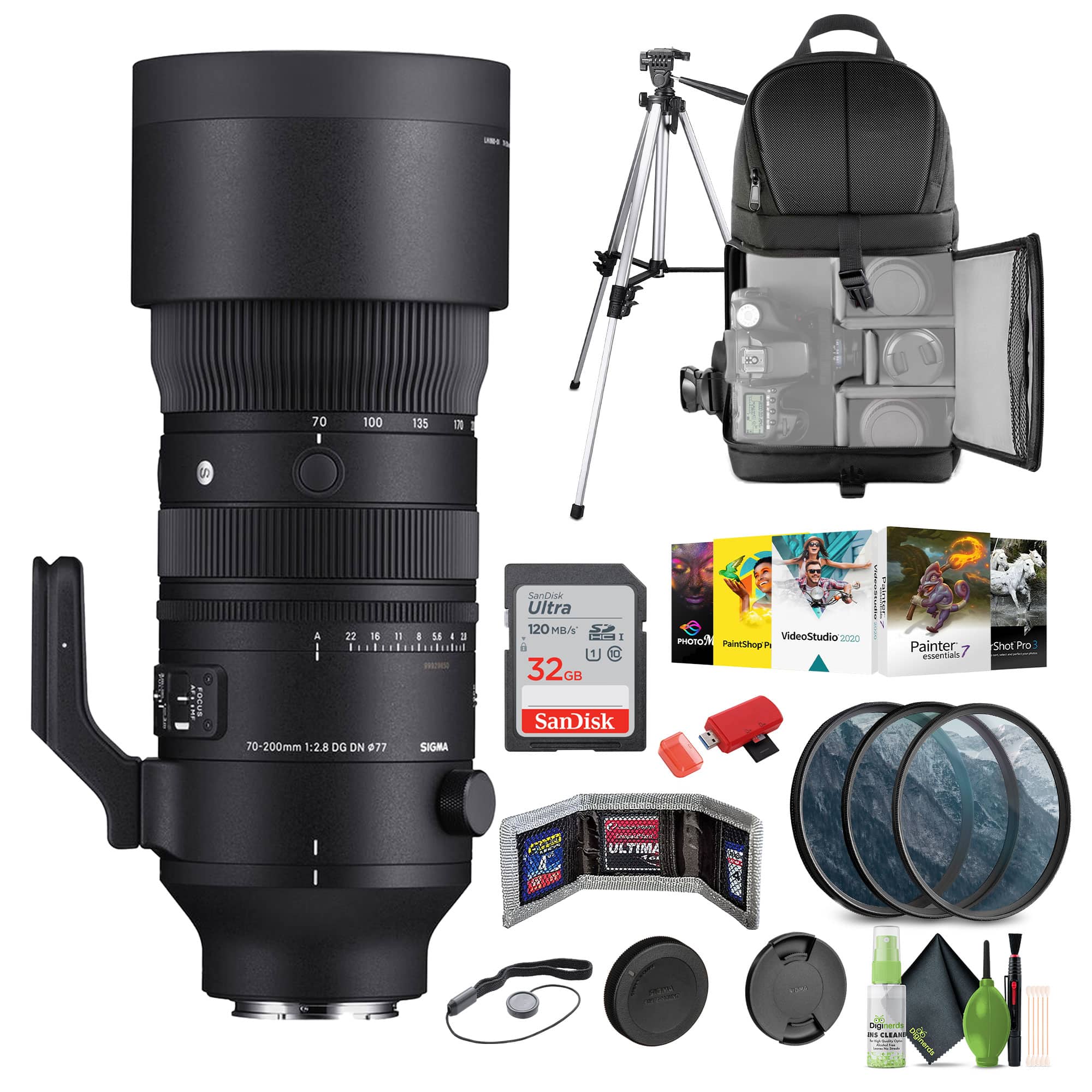 Bundle - Sigma - 70-200mm f/2.8 DG DN OS Sports Lens (Sony E) + - Black