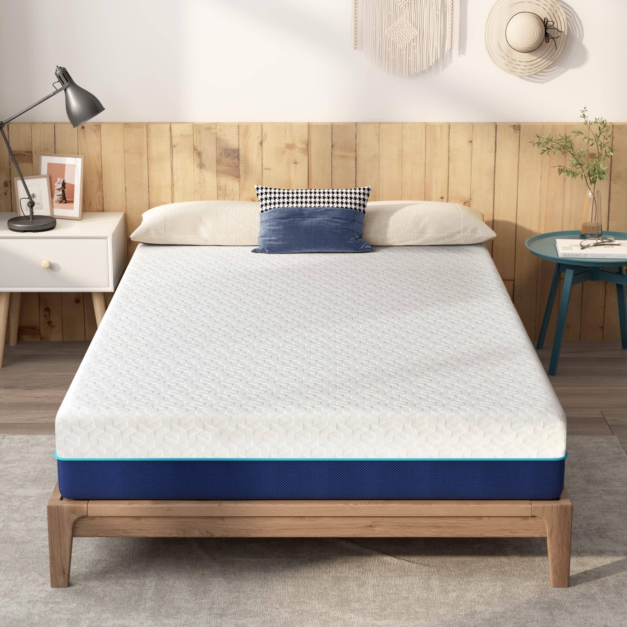 Front. Ecooso - 8 Inch Full, Medium Firm, Gel Memory Foam Mattress, Cooling, Pressure Relief, Washable Cover, Bed in a Box - White.