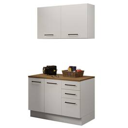 Madesa - Garage and Utility Room Storage Cabinet Set with 47"L Base Cabinet and Wall Cabinet - White