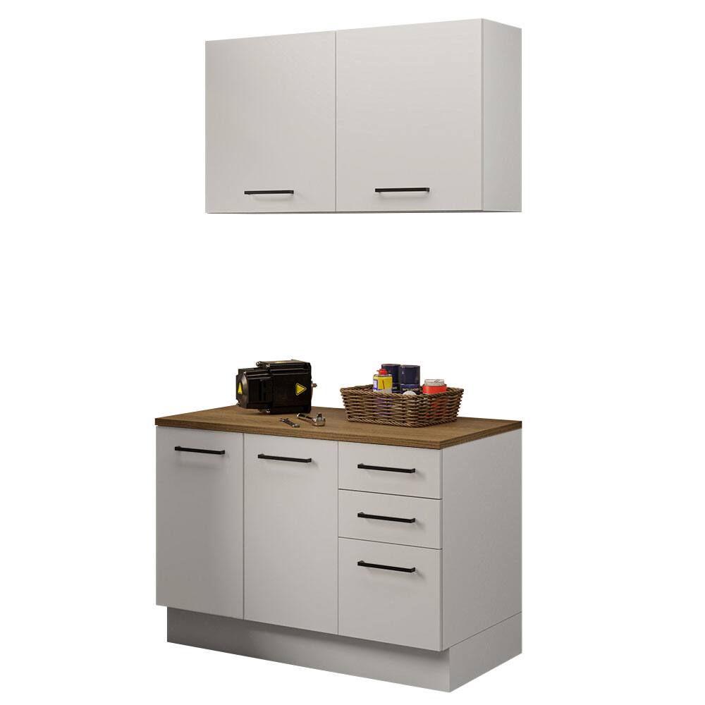 Front. Madesa - Madesa Garage and Utility Room Storage Cabinet Set with 47"L Base Cabinet and Wall Cabinet - White - White.
