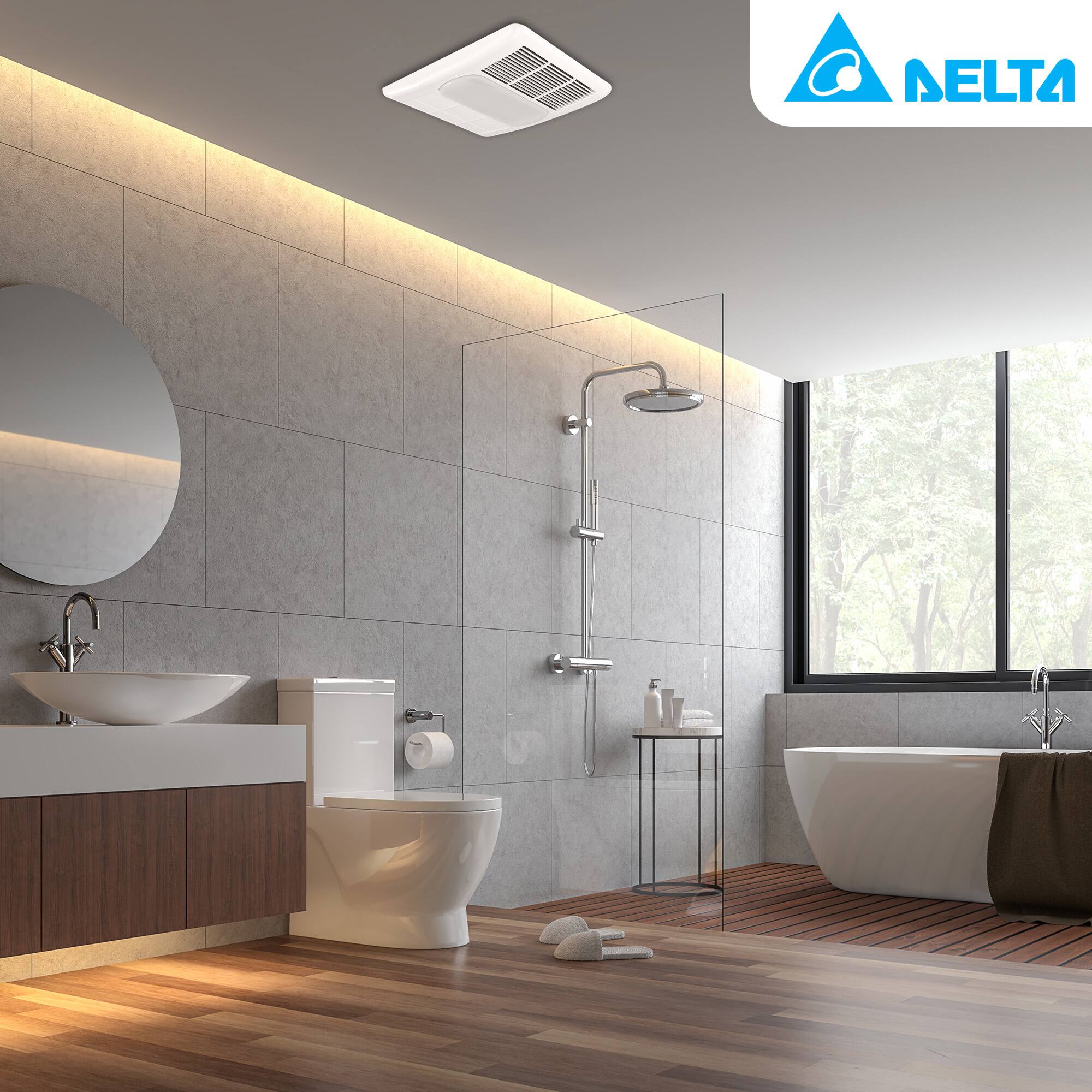 Alt View 2. Delta Breez - Delta Breez Radiance Exhaust Bath Fan 80 CFM with Built-In Light & Heater, White - White.