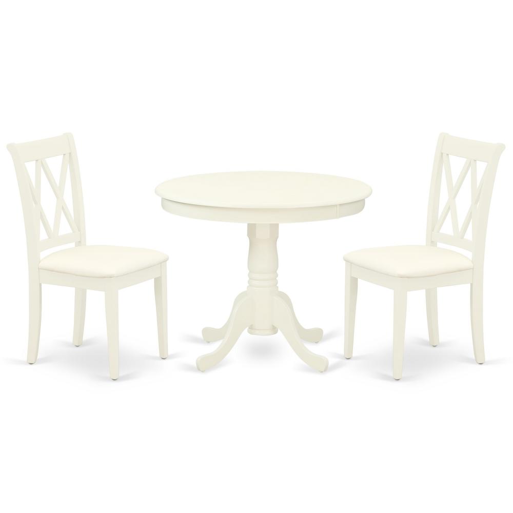 Back. East West Furniture - Dining Room Set Linen White - Brown.