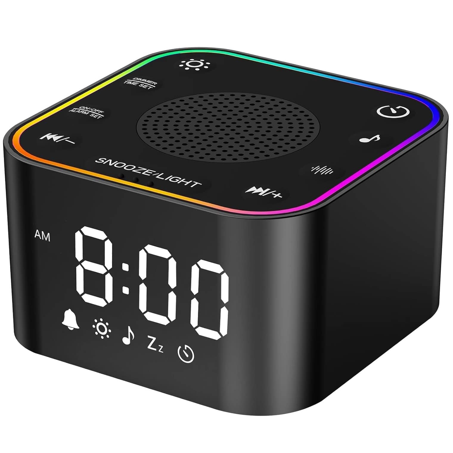 Dazzed Corner - Sound Machine Alarm Clock with 30 Non-Looping Sleep Sounds - Black