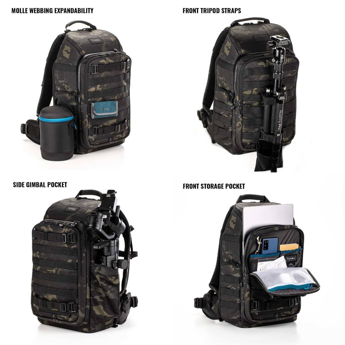 MOLLE WEBBING EXPANDABILITY  
FRONT TRIPOD STRAPS  
SIDE GIMBAL POCKET  
FRONT STORAGE POCKET
