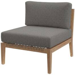 Outdoor Escape - Teak Wood Outdoor Lounge Chair With Armless Design And Comfortable Cushions - Gray