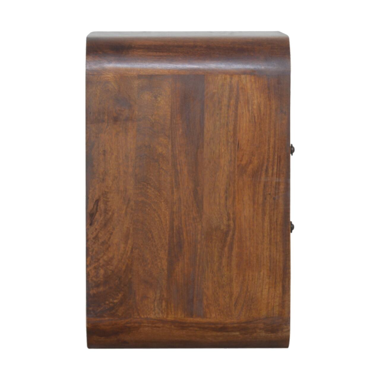 Alt View 4. Artisan Furniture - Artisan Furniture Solid Wood Chestnut Curve Nightstand, 2 Drawer, 2 Open Slots, Dark Brown - Chestnut.