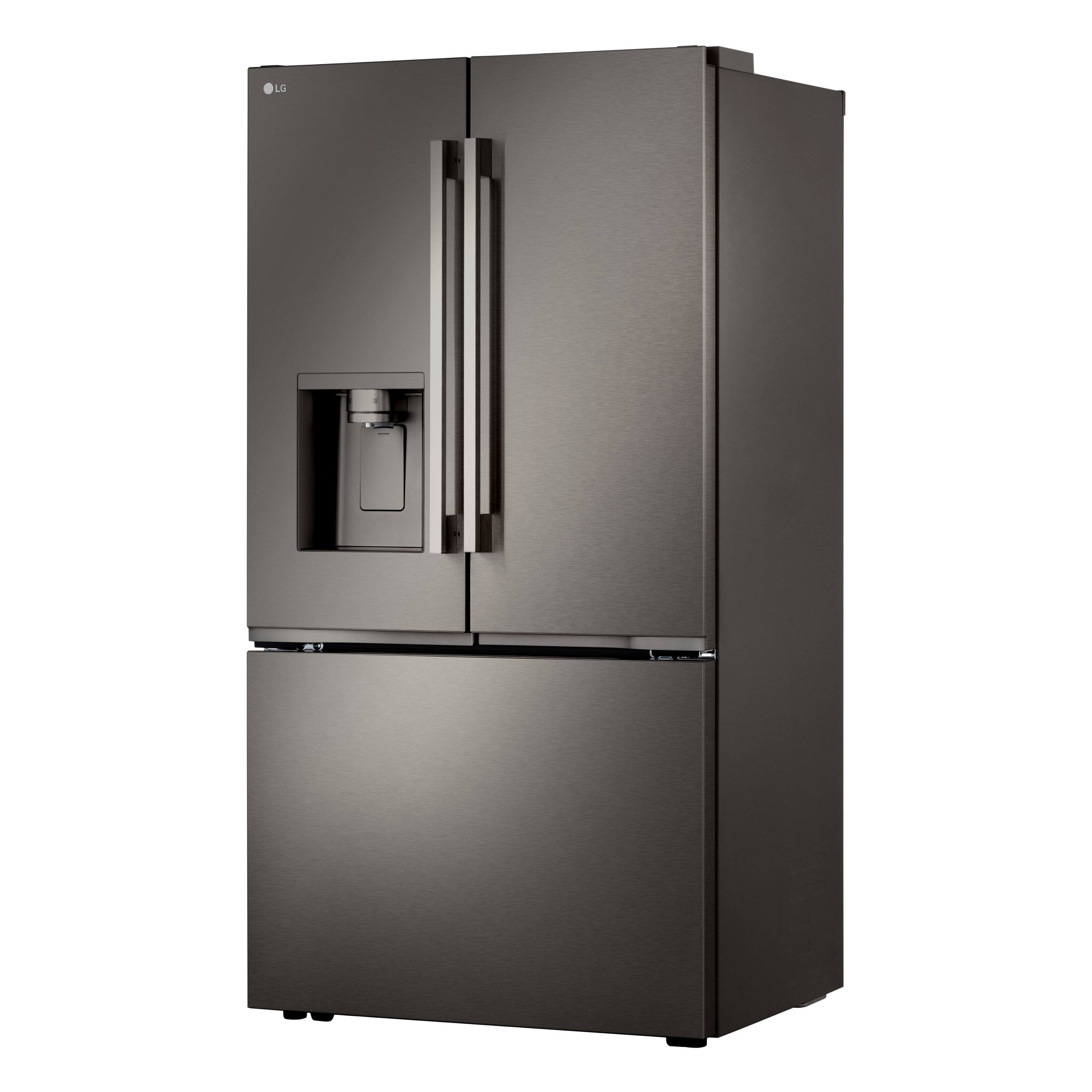 Alt View 6. LG - 36-in Counter-Depth MAX 23.7 Cu. Ft. French Door Smart Refrigerator with Zero Clearance and Dual Ice - PrintProof Black Stainless Steel.