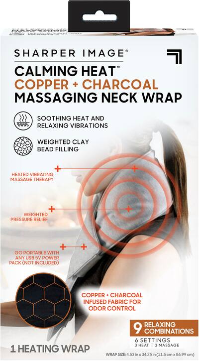 Calming Heat - Charcoal + Copper Infused Massaging Neck Wrap - Gray Calming Heat - Charcoal + Copper Infused Massaging Neck Wrap - Gray