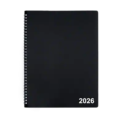 Front. Staples - 2026 Staples 8" x 11" Monthly Planner, Black - Black.