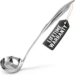 Zulay Kitchen - Stainless Steel Soup Ladle - 13” Large Ladle for Soups, Stews & Sauces - Silver