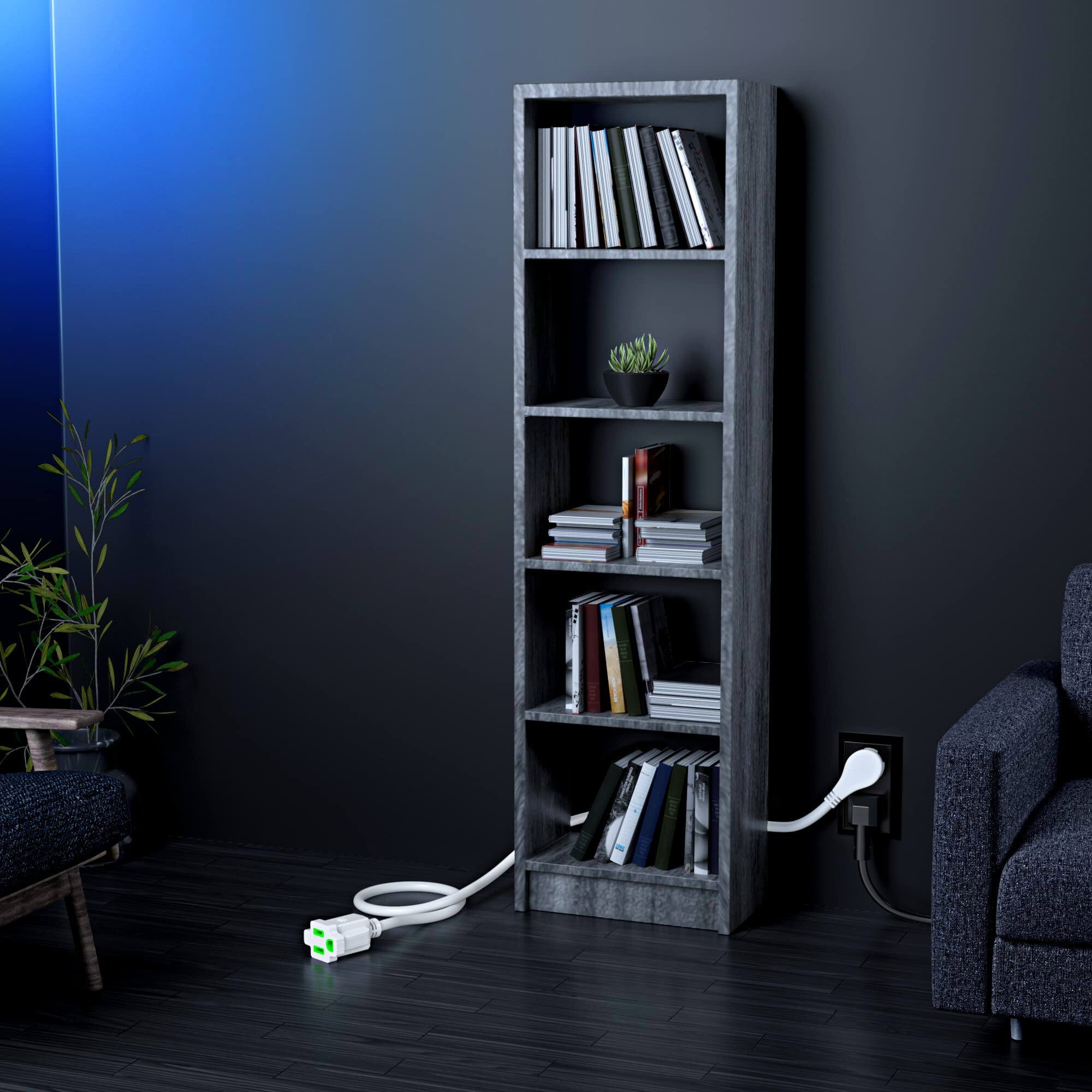 Alt View 6. Maximm - Flat Plug Extension Cord 30 ft with Slim Space-Saving Plug Design, Low Profile Extension Cord 14AWG - White.