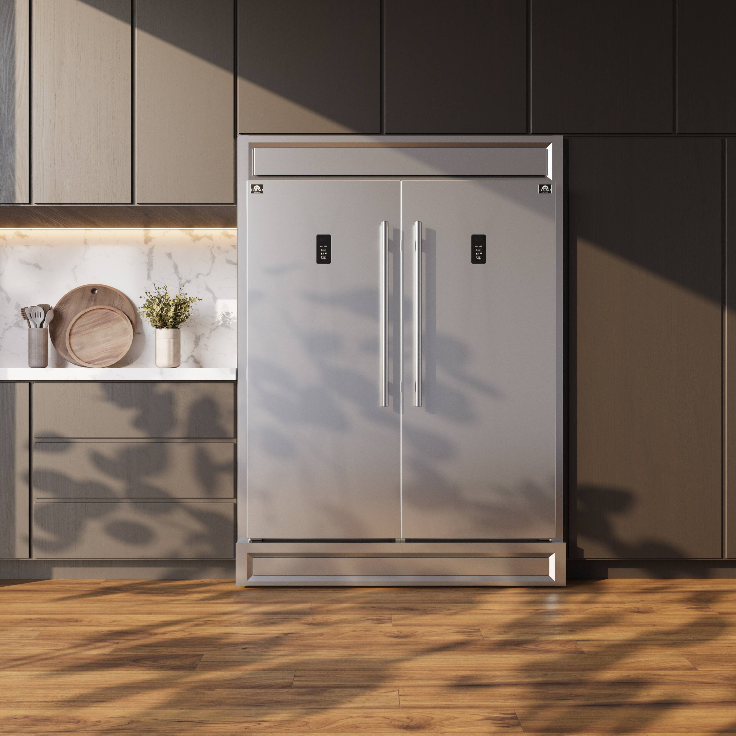 Alt View 4. Forno Appliances - 60 in. Wide Fortezza 28 Cu. Ft. Side-by-Side Convertible Refrigerator/Freezer with Trim Kit - Stainless steel.
